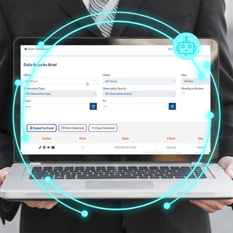 Daily AI summary report security guard management software